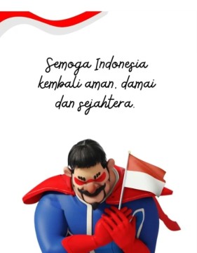 Ilustrasi animasi Malaysia Pipi Papa doakan Indonesia kembali aman, damai dan sejahtera. [X-Twitter]